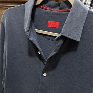 Men’s Isaia Navy Blue Button-Down Shirt – Slim Fit (15.5 / 39) Small Medium Fit